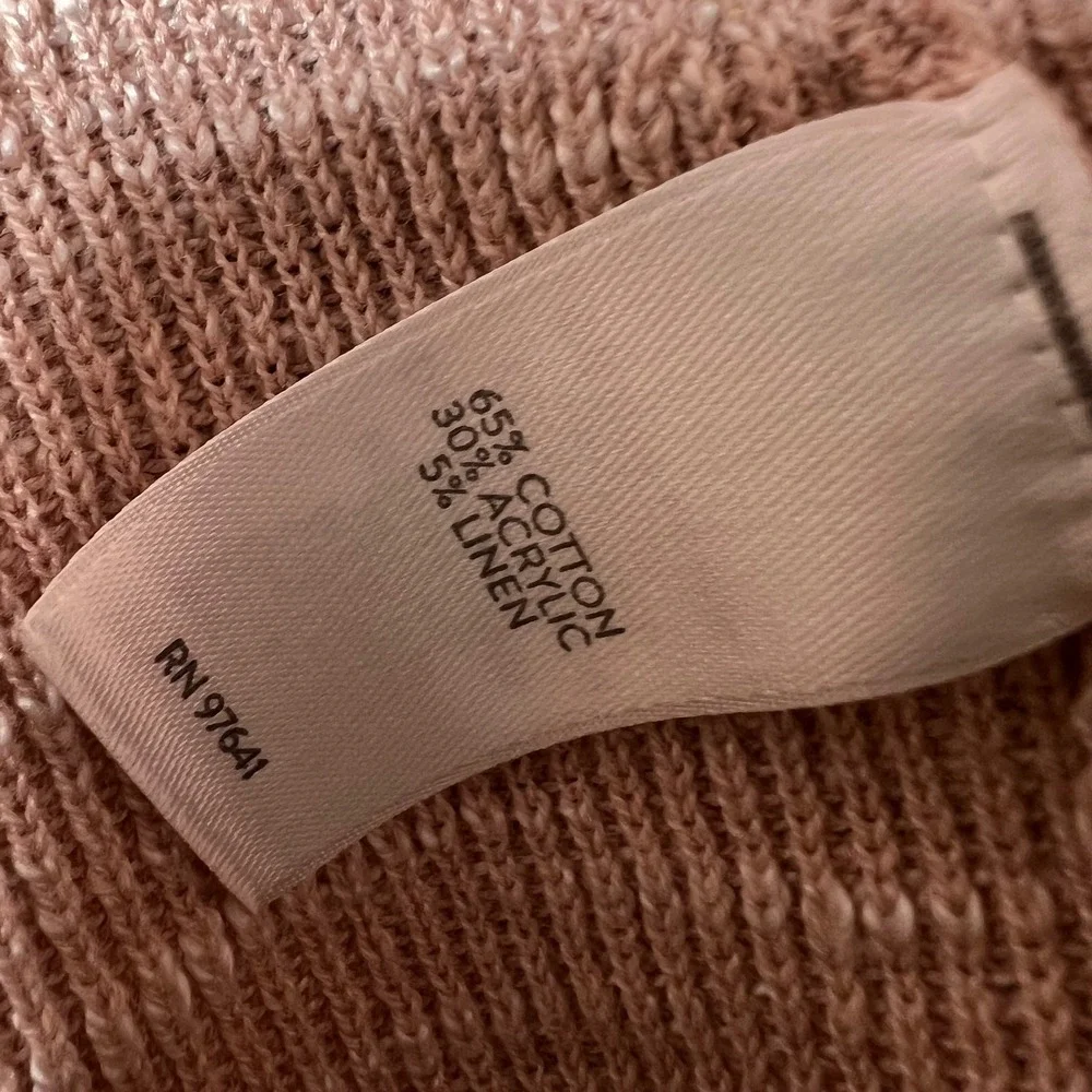 J Jill Pink‎ Marled Knit Open Front Cardigan Sweater Size Large Cotton Linen